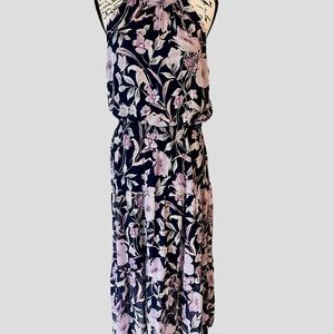 Chetta B Long Floral Dress with Tie Belt | Size 10 | NWT